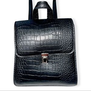 Brandy Melville Black Faux Leather Backpack Purse